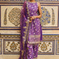 Purple and Gold Hand Embroidered Palazzo Suit