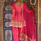Hot Pink Embroidered Dhoti Style Punjabi Suit