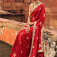 Red Embroidered Brocade Saree