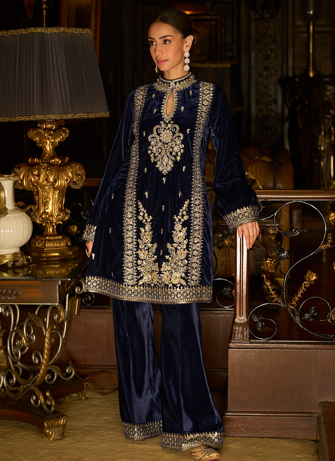 Buy Navy Blue Color Velvet Gown for Women Indian Traditional Dress Wedding  Bridal Anarkali Suit Designer Partywear Gown Bridesmaid Gown, RR-5626  Online in India - Etsy