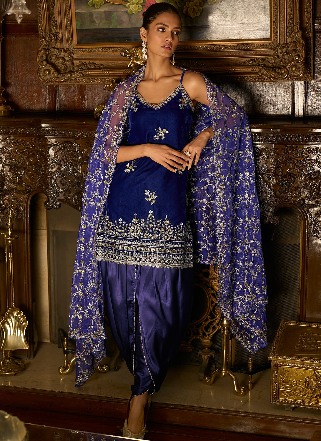 Buy Royal Blue Designer Party Wear Art Silk Punjabi Patiala Suit | Punjabi  Patiala Suits