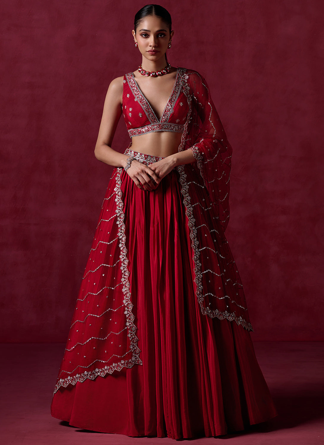 Crimson Silk Lehenga
