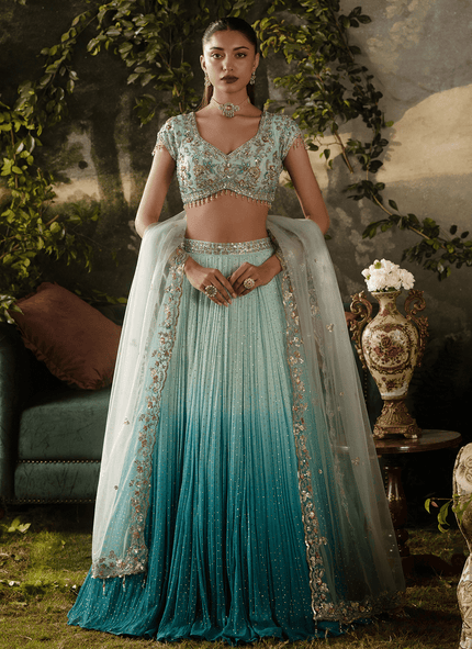 blue and white indian dress White and Blue Kalankari Ankle-Length Dress main image 1