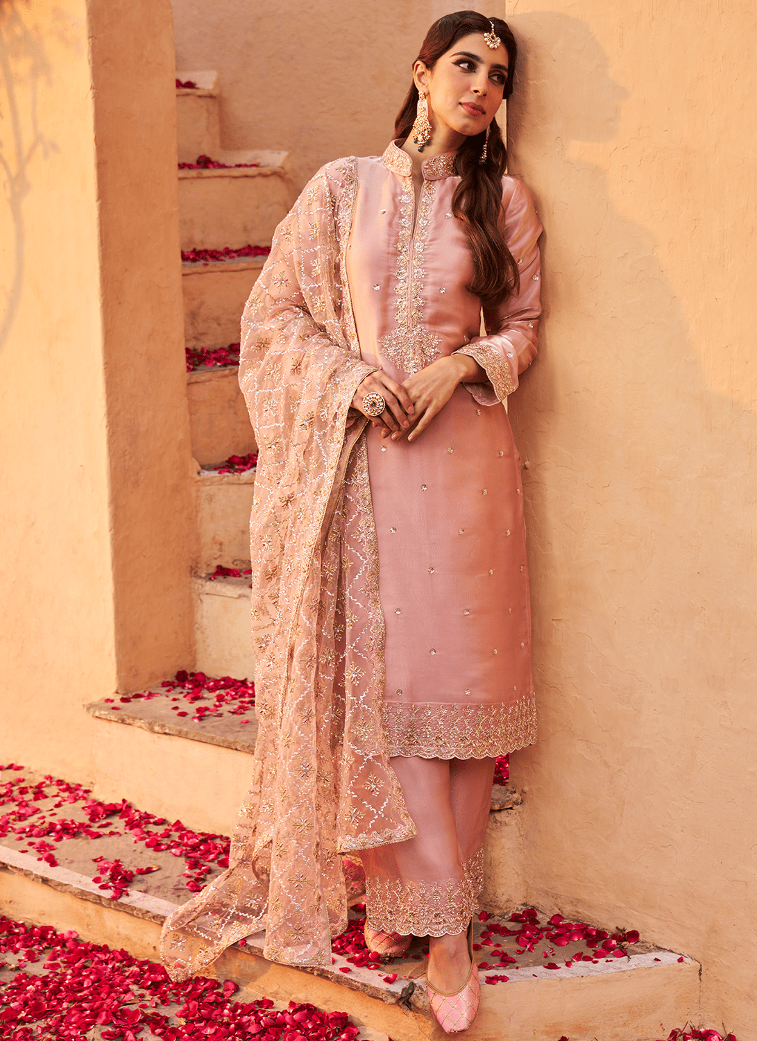 Blush Pink Embroidered Palazzo Suit - Lashkaraa