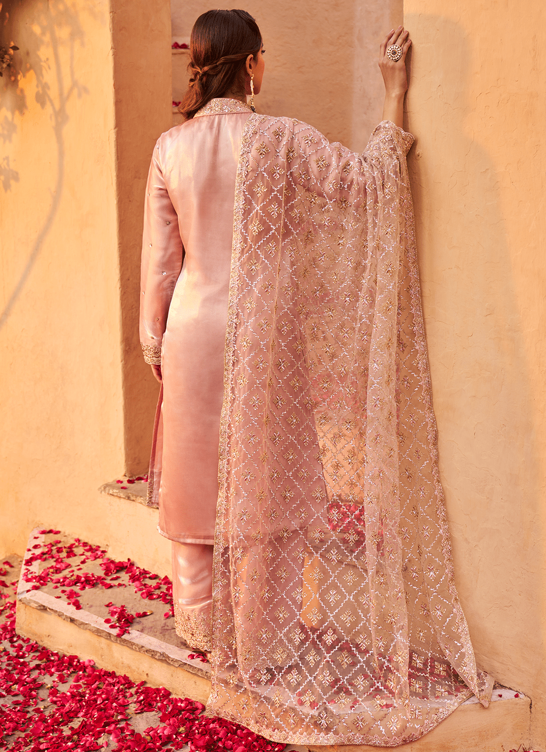 Blush Pink Embroidered Palazzo Suit - Lashkaraa