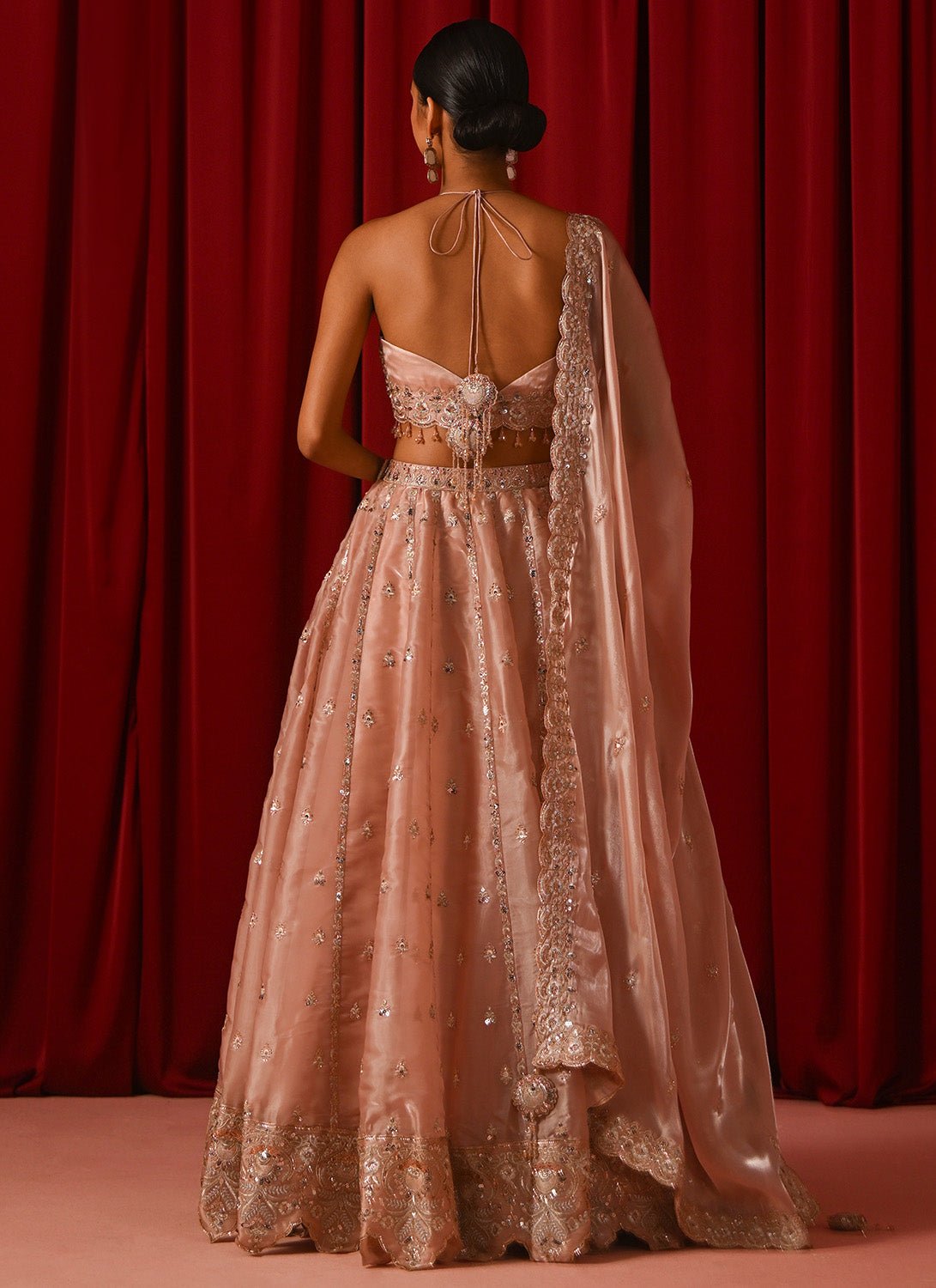 silk lehenga dress Blush Pink Embroidered Silk Lehenga