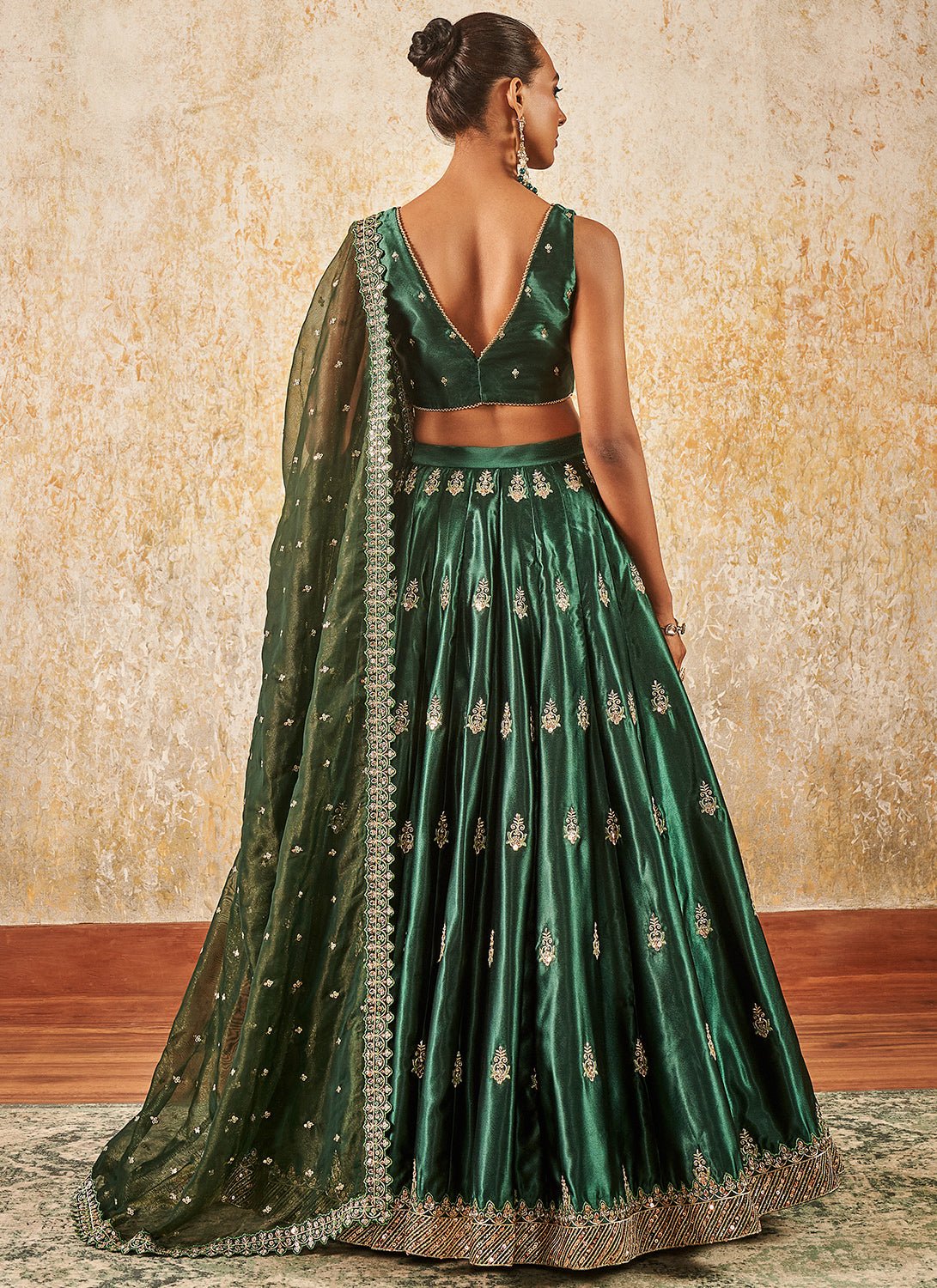 dark green embroidered dress Arabella Tulle Maxi — Dark Green Floral main image 1