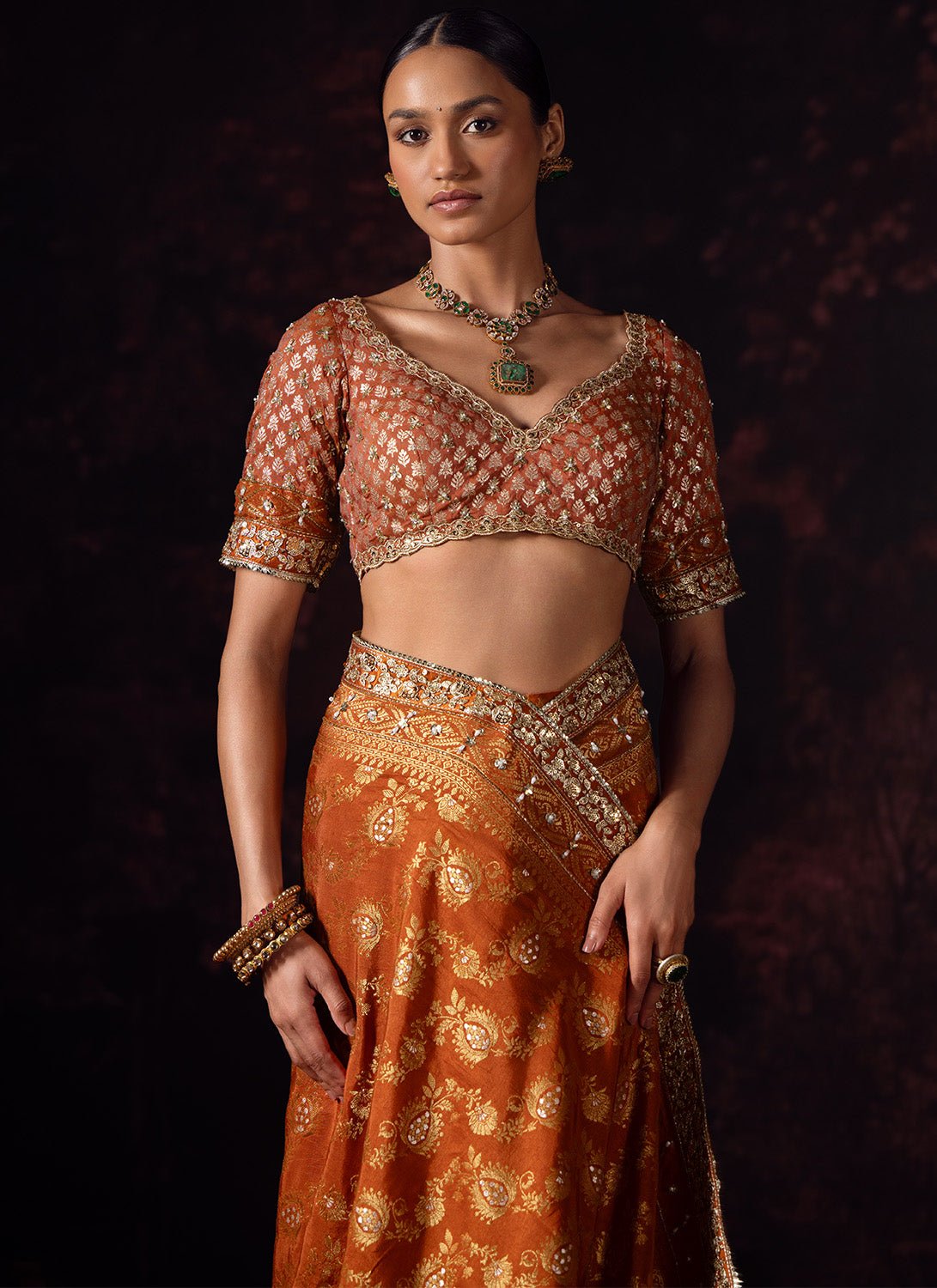 Deep Mustard Embroidered Silk Saree - Lashkaraa