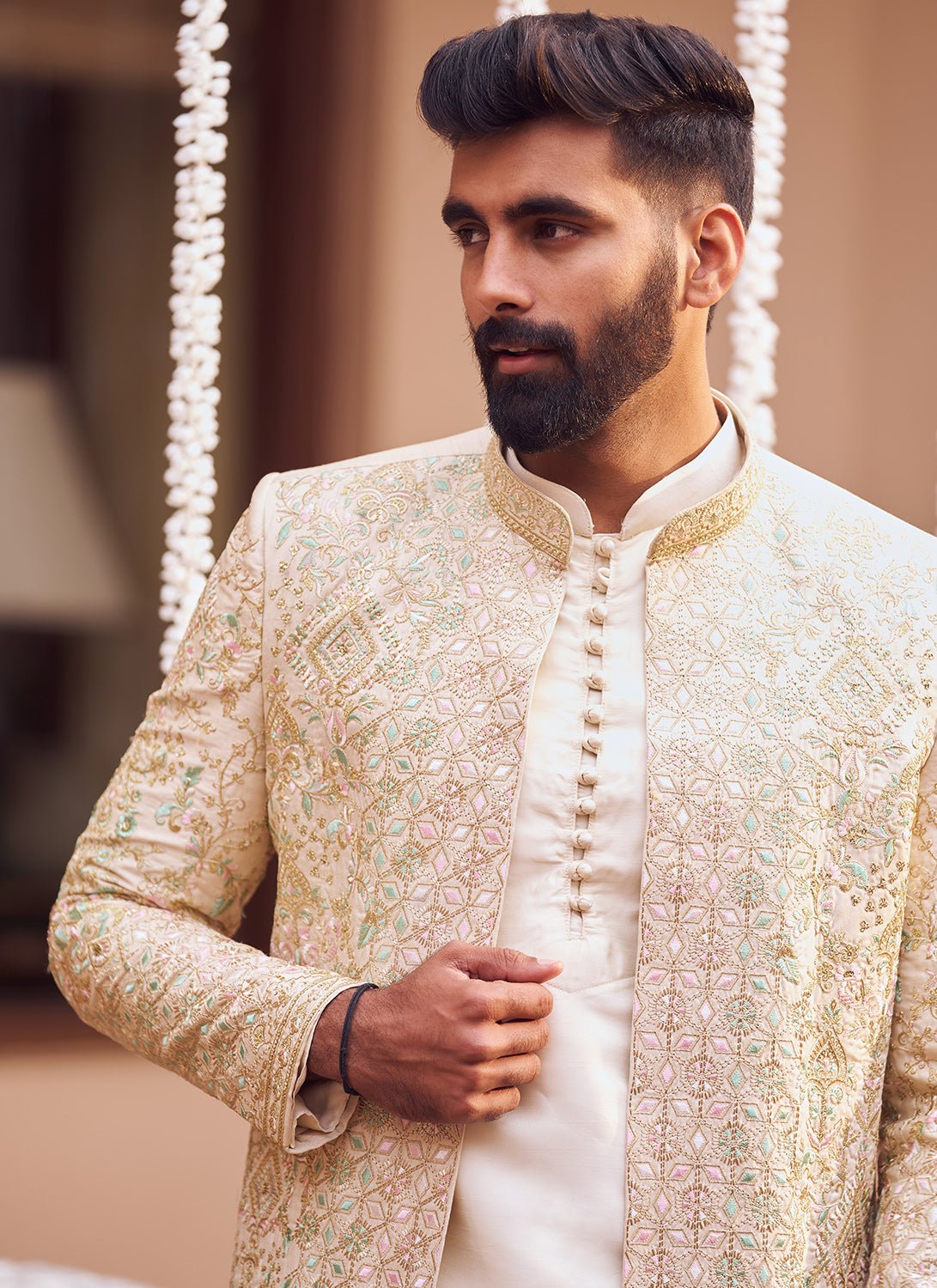 Gold Embroidered Sherwani Set - Lashkaraa