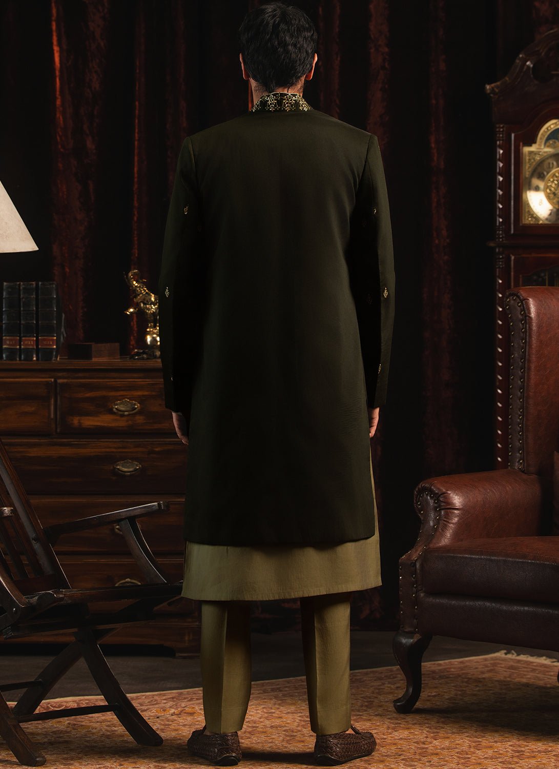 Green Embroidered Sherwani Set - Lashkaraa