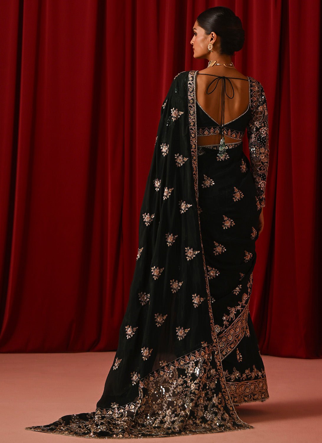 Green Embroidered Silk Saree - Lashkaraa
