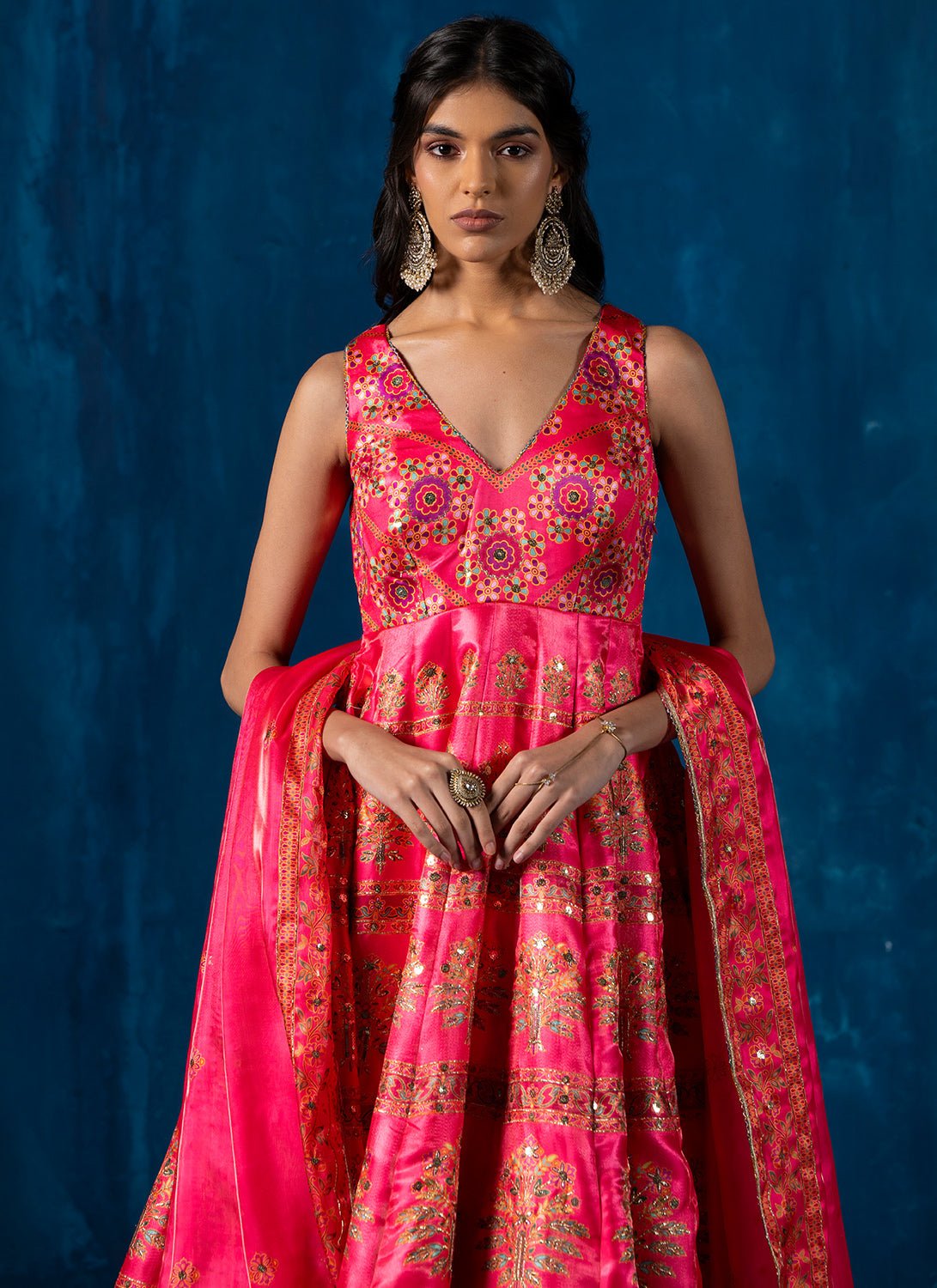 Hot Pink Multicolor Embroidered Anarkali - Lashkaraa