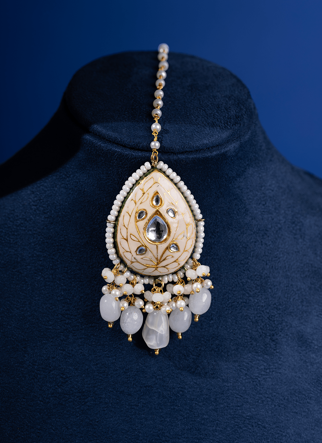 Ivory and Crimson Meenakari Choker Set - Lashkaraa