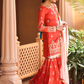 Red Orange Embroidered Gharara Suit