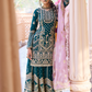 Teal and Purple Embroidered Sharara