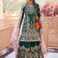 Teal and Purple Embroidered Sharara