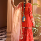 Red Orange Embroidered Gharara Suit