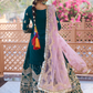 Teal and Purple Embroidered Sharara