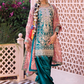 Teal Green and Pink Embroidered Patiala Suit