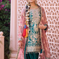 Teal Green and Pink Embroidered Patiala Suit