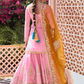 Pink and Mustard Embroidered Lehenga