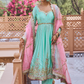 Mint and Pink Embroidered Patiala Suit