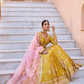 Yellow Embroidered Peplum Style Lehenga