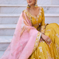 Yellow Embroidered Peplum Style Lehenga