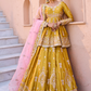 Yellow Embroidered Peplum Style Lehenga