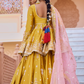 Yellow Embroidered Peplum Style Lehenga