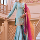 Dusty Mint Embroidered Gharara Suit