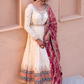 White Multicolor Embroidered Anarkali