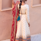 White Multicolor Embroidered Anarkali
