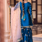 Teal and Peach Embroidered Gharara Suit