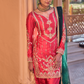 Crimson and Green Embroidered Patiala Suit