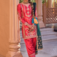 Crimson and Green Embroidered Patiala Suit