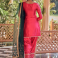 Crimson and Green Embroidered Patiala Suit