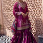 Deep Wine Embroidered Gharara Suit