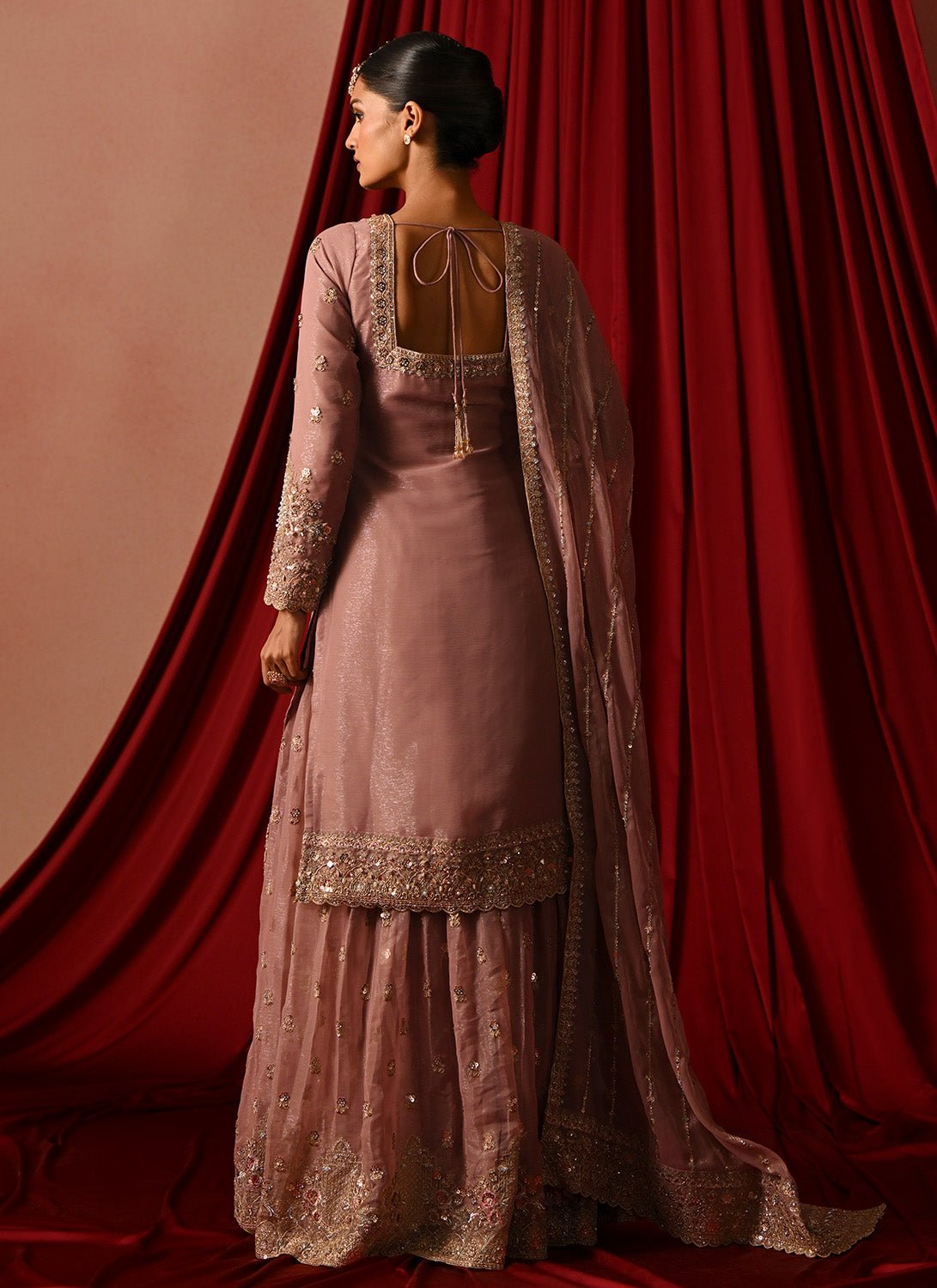 Lavender Embroidered Tissue Sharara Suit - Lashkaraa