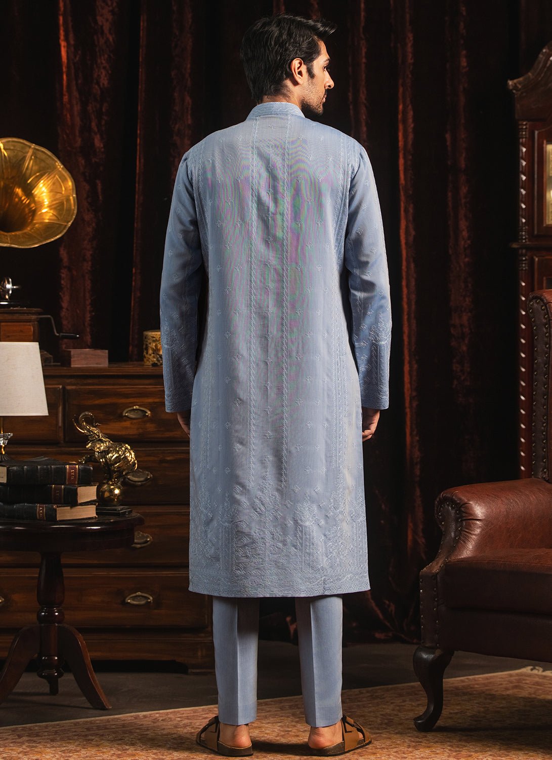 Light Blue Embroidered Kurta Set - Lashkaraa