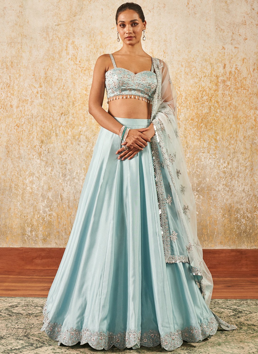 Light Blue Embroidered Lehenga - Lashkaraa