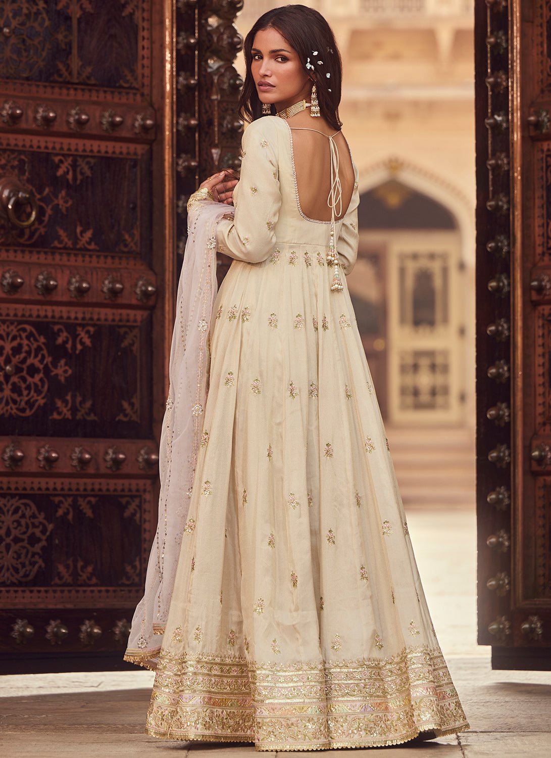 Light Dusty Beige Embroidered Anarkali S Light Dusty Beige Embroidered Anarkali S
