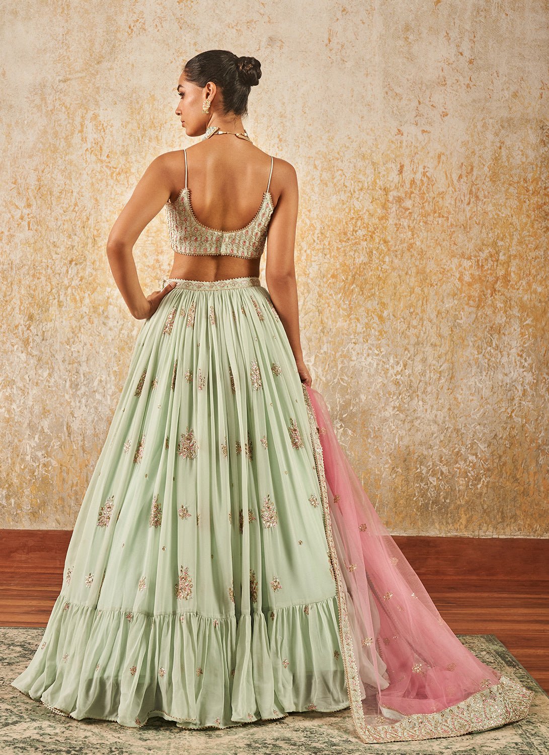 Light Mint Embroidered Lehenga - Lashkaraa