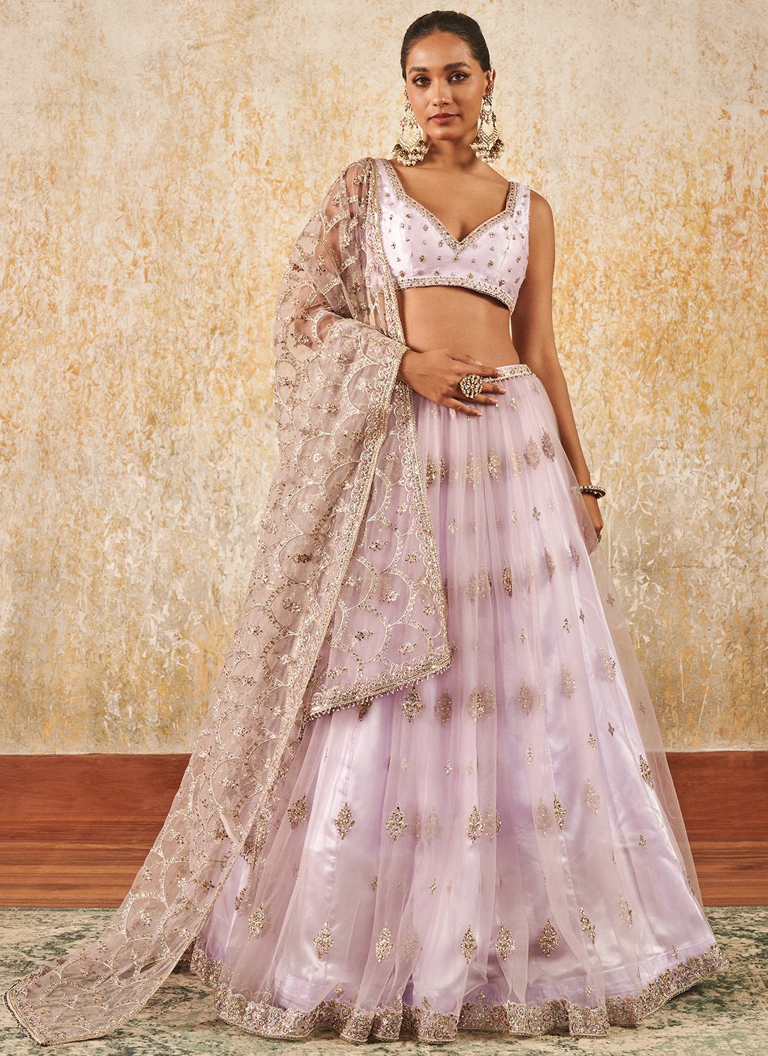 Lilac Embroidered Lehenga - Lashkaraa
