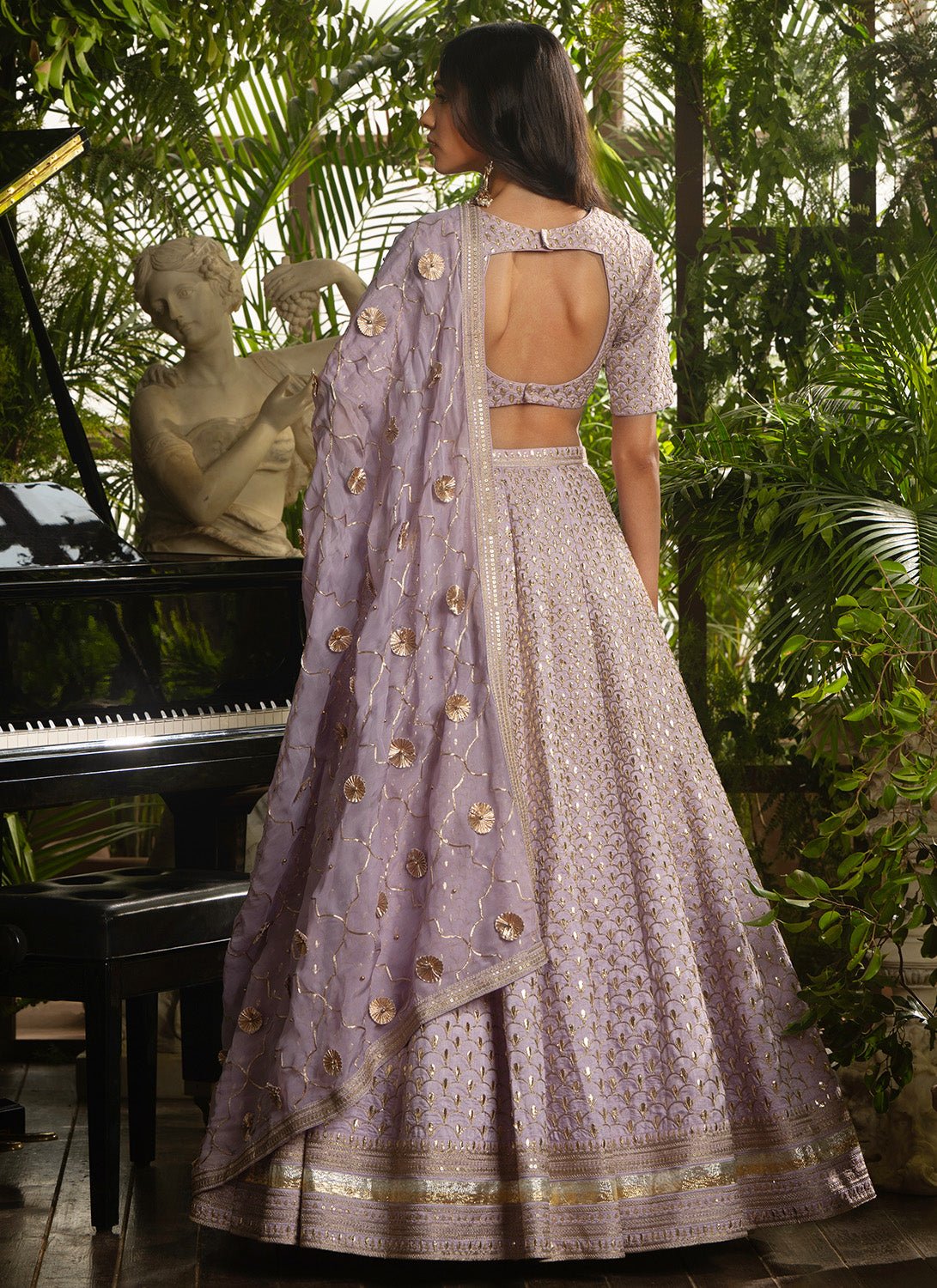 Lilac Embroidered Silk Lehenga - Lashkaraa