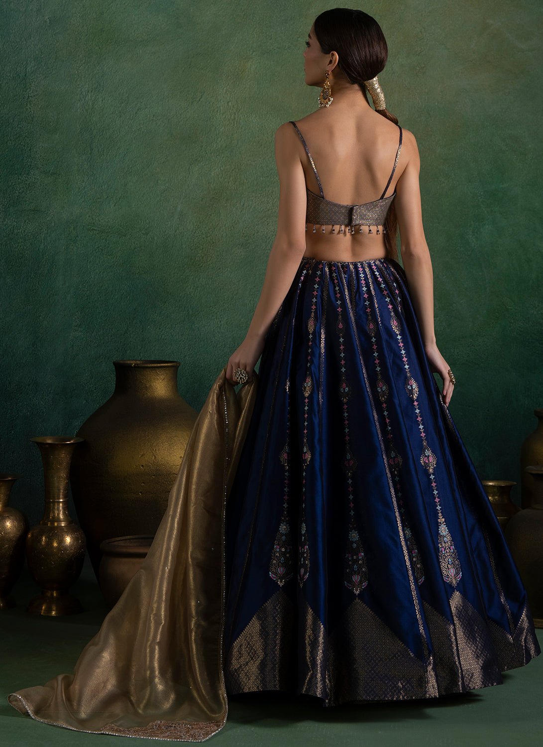 Navy Blue and Gold Embroidered Lehenga Navy Blue and Gold Embroidered Lehenga