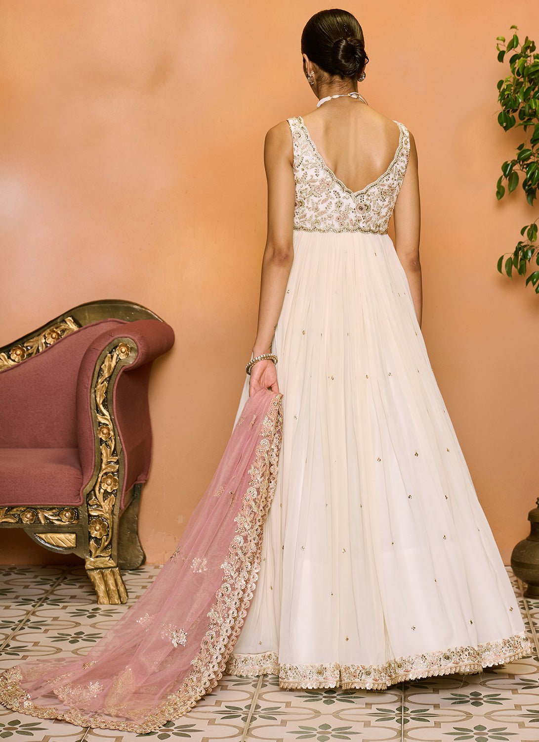 white and pink anarkali dress Shop Anarkali Suits Online in USA