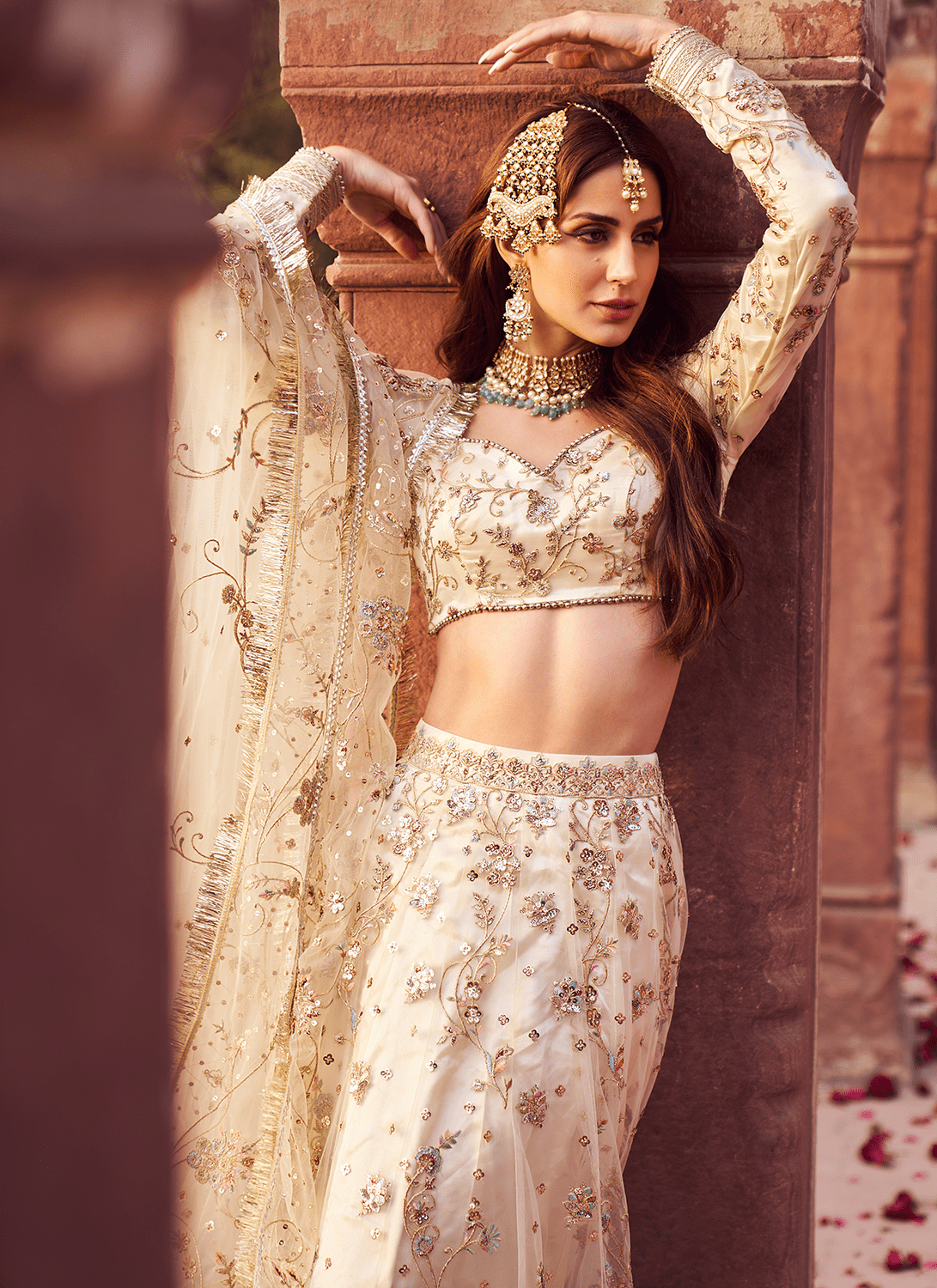 Off White Multicolor Embroidered Lehenga - Lashkaraa