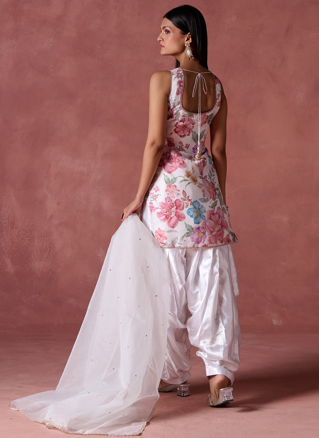 Off White Multicolor Floral Printed Punjabi Suit - Lashkaraa