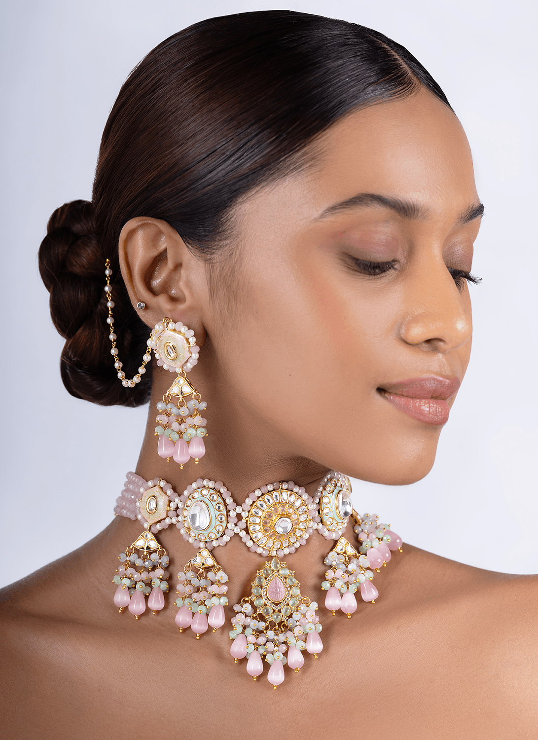 Pastel Meenakari Choker Set - Lashkaraa